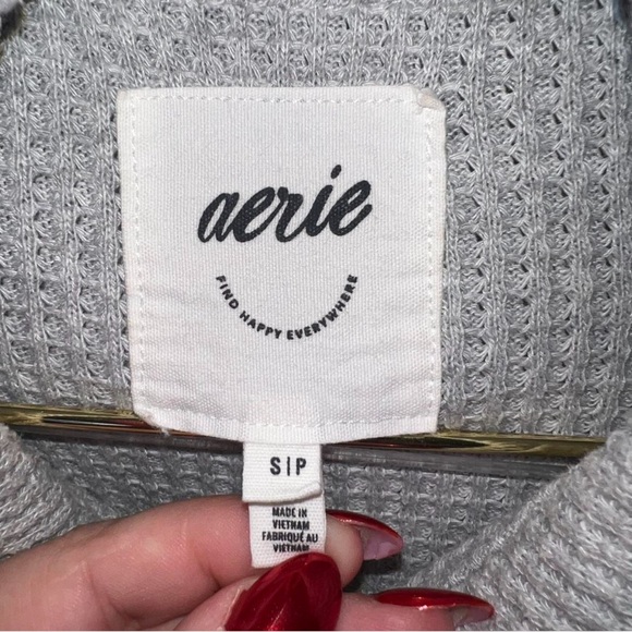 Aerie LumberJane Waffle Knit Shacket Overshirt – Gray Size Small - Picture 8 of 10
